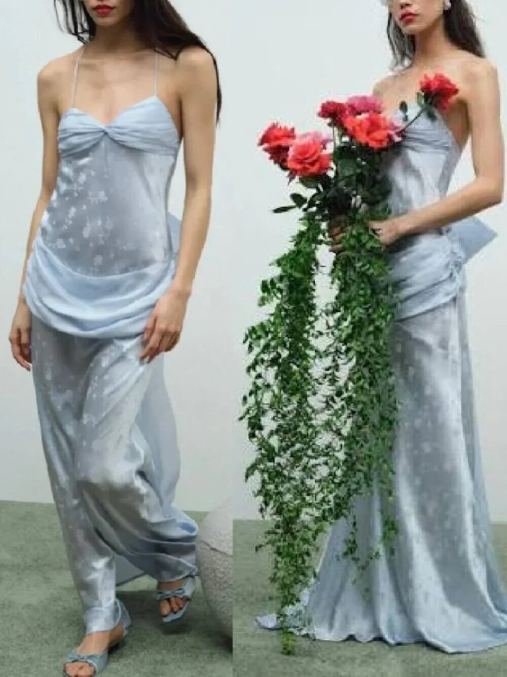 NEW $629 FOR LOVE & LEMONS DAISY SILK GOWN DRESS IN BLUE SIZE S